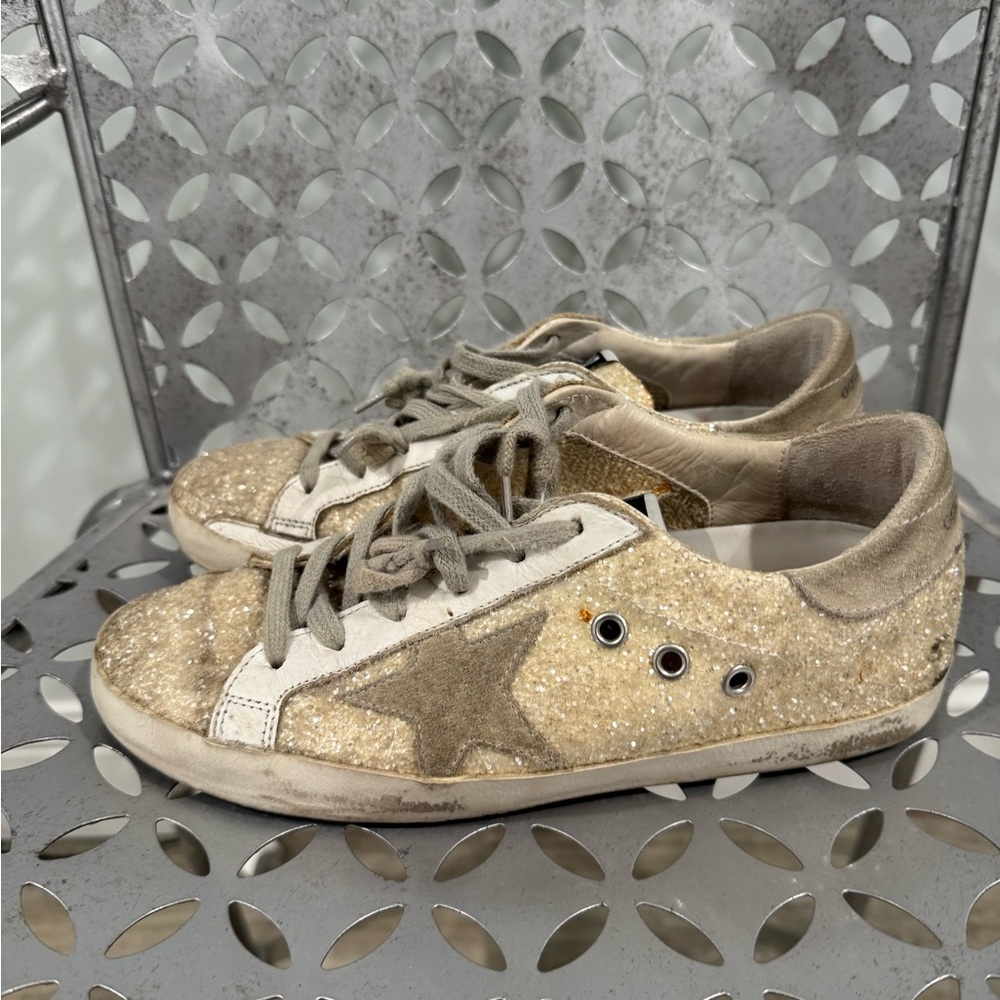 Golden Goose White Glitter Sneakers (size 37)